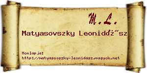 Matyasovszky Leonidász névjegykártya